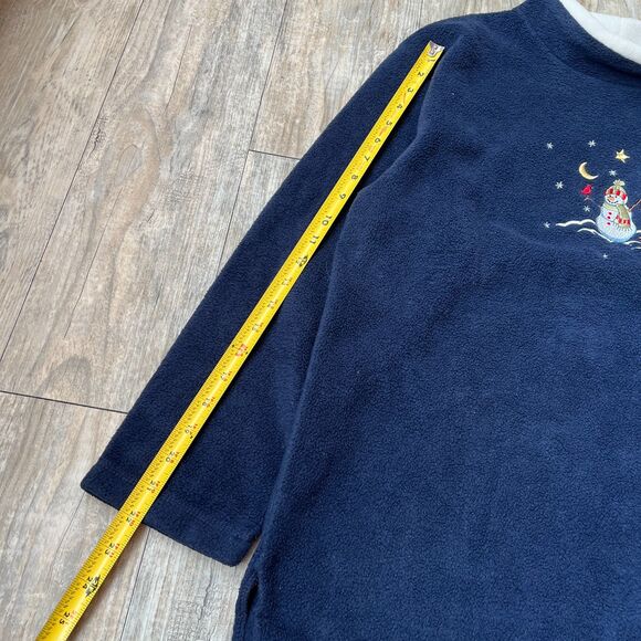 Vintage Christmas Sweater Ugly Fleece Cozy 90s Granny Core Blue Snowman Cute XL - Picture 2 of 5